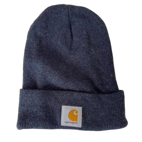 Carhartt Beanie Navy Blue Knit Winter Stocking Hat Unisex One Size Fits All - Picture 1 of 5